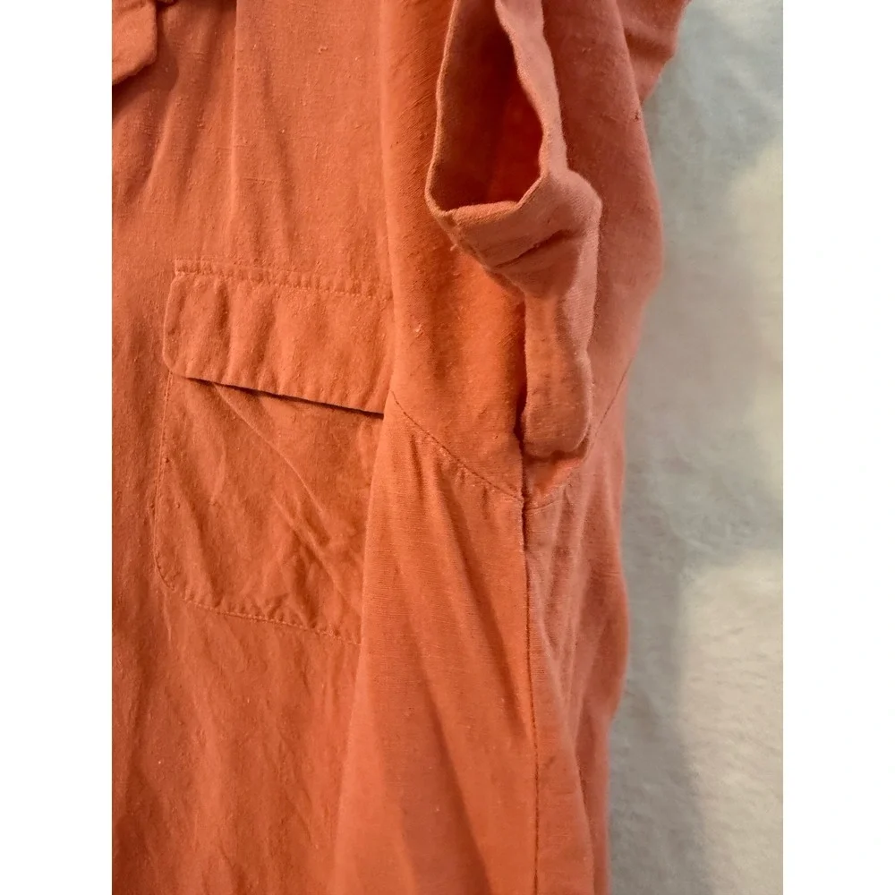 Selene Paris 100% Silk 2 Piece Set Womens 2X Coral Orange Shirt & Pants Suit